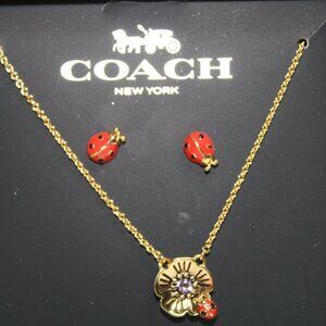 Coach Ladybug Necklace and Earrings set - NWT